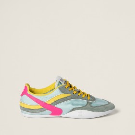 Miu Miu Gymnasium Technical Fabric And Suede Sneakers Anise Fuchsia