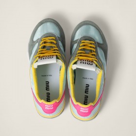 Miu Miu Gymnasium Technical Fabric And Suede Sneakers Anise Fuchsia