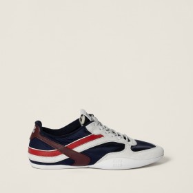 Miu Miu Gymnasium Technical Fabric And Suede Sneakers Baltic Blue Amaranth