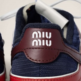 Miu Miu Gymnasium Technical Fabric And Suede Sneakers Baltic Blue Amaranth
