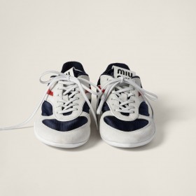 Miu Miu Gymnasium Technical Fabric And Suede Sneakers Baltic Blue Amaranth