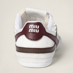 Miu Miu Gymnasium Technical Fabric And Suede Sneakers White Burgundy