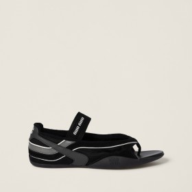 Miu Miu Gymnasium Technical Fabric Thong Ballerinas Black Anthracite Gray
