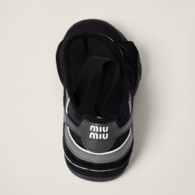 Miu Miu Gymnasium Technical Fabric Thong Ballerinas Black Anthracite Gray
