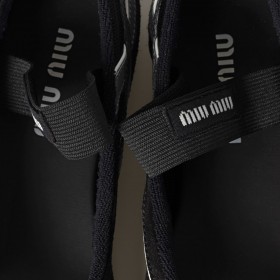 Miu Miu Gymnasium Technical Fabric Thong Ballerinas Black Anthracite Gray