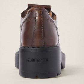Miu Miu Laced Fume Leather Shoes Sienna