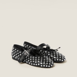 Miu Miu Leather Ballerinas Black 5F212E