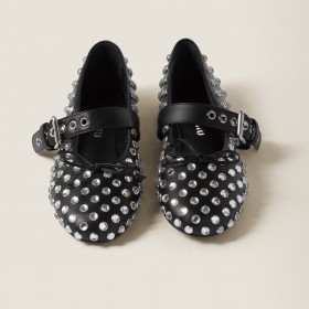 Miu Miu Leather Ballerinas Black 5F212E