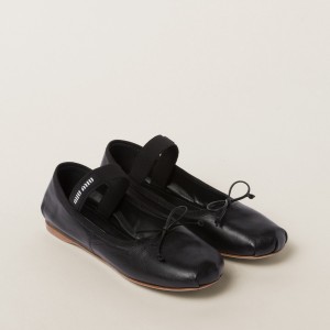 Miu Miu Leather Ballerinas Black 5F794D