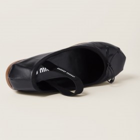 Miu Miu Leather Ballerinas Black 5F794D