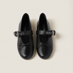 Miu Miu Leather Ballerinas Black