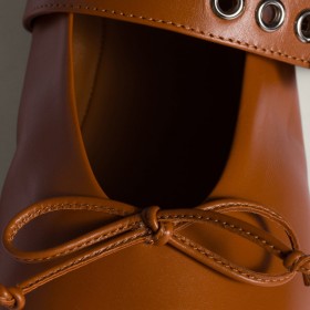 Miu Miu Leather Ballerinas Cognac
