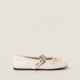 Miu Miu Leather Ballerinas Ivory