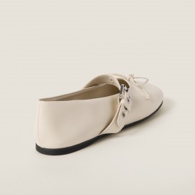 Miu Miu Leather Ballerinas Ivory