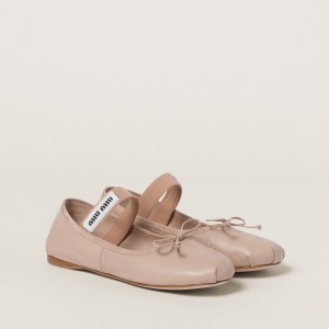 Miu Miu Leather Ballerinas Water Lily