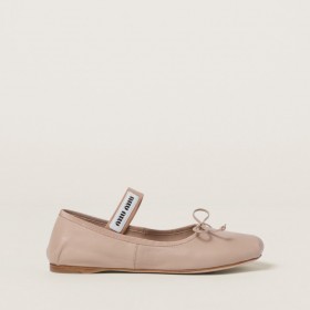 Miu Miu Leather Ballerinas Water Lily