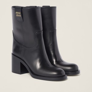 Miu Miu Leather Booties Black