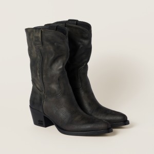 Miu Miu Leather Boots Black