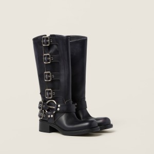 Miu Miu Leather Boots Black 5W792D