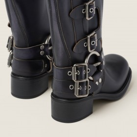 Miu Miu Leather Boots Black 5W792D