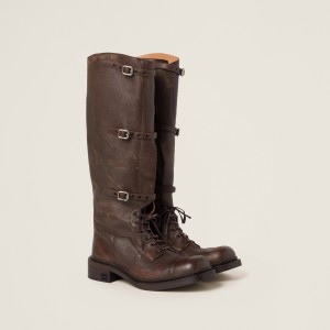 Miu Miu Leather Boots Cocoa Brown 5W315E