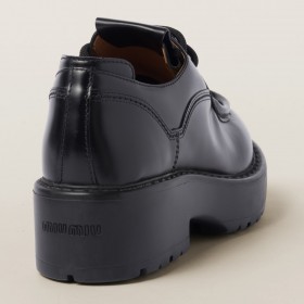 Miu Miu Leather Lace Up Shoes Black
