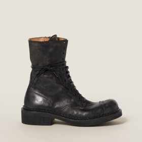 Miu Miu Leather Laced Booties Black