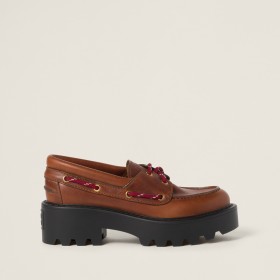Miu Miu Leather Loafers Cognac