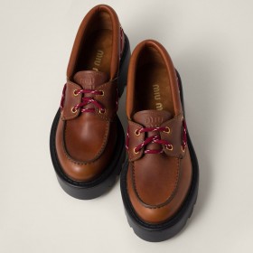 Miu Miu Leather Loafers Cognac