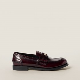 Miu Miu Leather Loafers Crimson