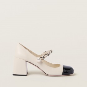 Miu Miu Leather Pumps Ivory Black
