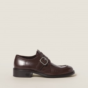 Miu Miu Leather Shoes With Buckle Dark Brown