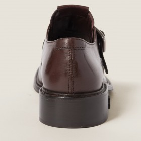Miu Miu Leather Shoes With Buckle Dark Brown