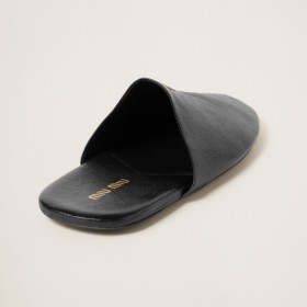 Miu Miu Leather Slippers Black