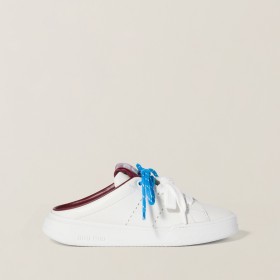 Miu Miu Leather Sneaker Mules White Crimson