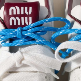 Miu Miu Leather Sneaker Mules White Crimson