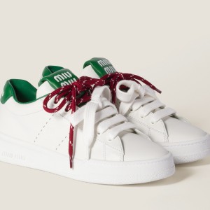 Miu Miu Leather Sneakers White Green