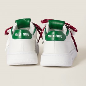 Miu Miu Leather Sneakers White Green