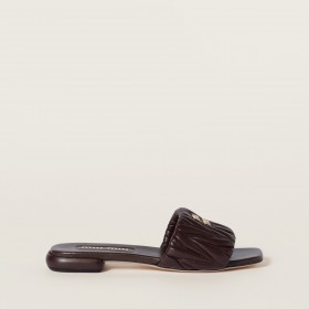 Miu Miu Matelasse Nappa Leather Slides Briarwood