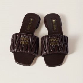 Miu Miu Matelasse Nappa Leather Slides Briarwood