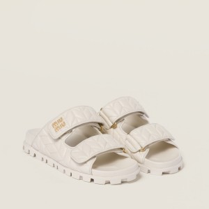 Miu Miu Matelasse Nappa Leather Slides White 5XX640