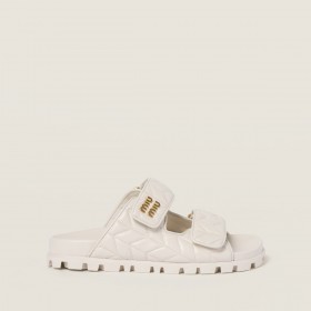 Miu Miu Matelasse Nappa Leather Slides White 5XX640