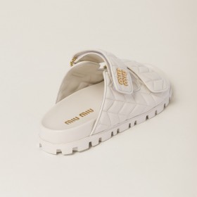 Miu Miu Matelasse Nappa Leather Slides White 5XX640