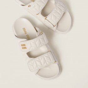 Miu Miu Matelasse Nappa Leather Slides White 5XX640