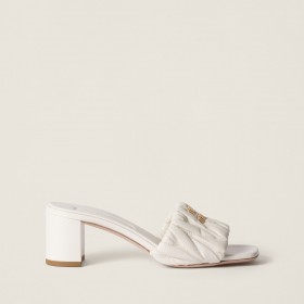 Miu Miu Matelasse Nappa Leather Slides White 5XX657