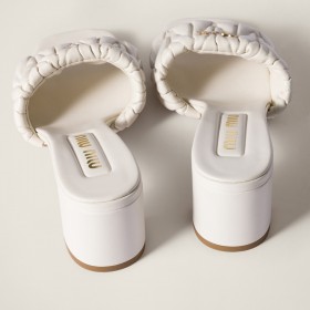Miu Miu Matelasse Nappa Leather Slides White 5XX657