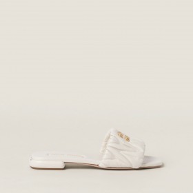 Miu Miu Matelasse Nappa Leather Slides White