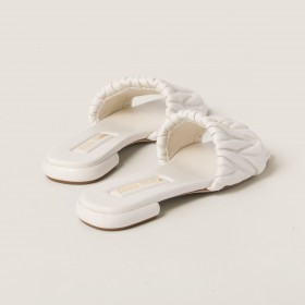 Miu Miu Matelasse Nappa Leather Slides White
