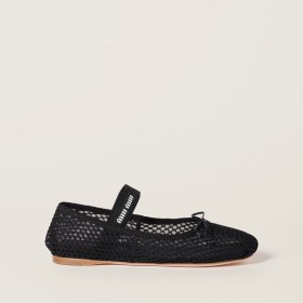 Miu Miu Mesh Fabric Ballerinas Black