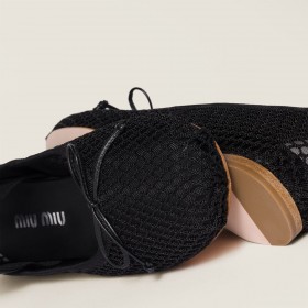 Miu Miu Mesh Fabric Ballerinas Black